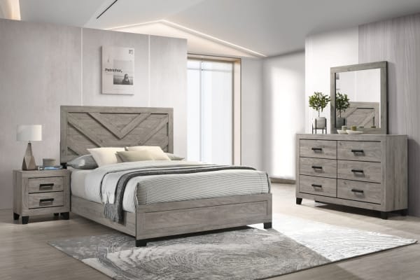 B790-4PC 4 pc Hyland light grey finish wood queen bedroom set