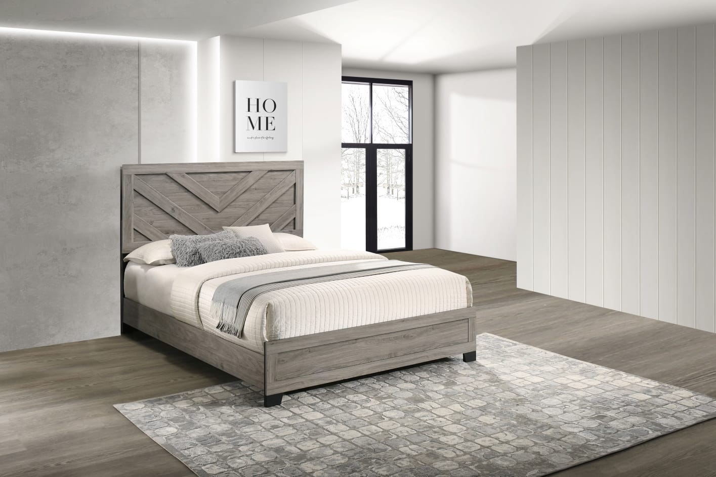 B790-4PC 4 pc Hyland light grey finish wood queen bedroom set