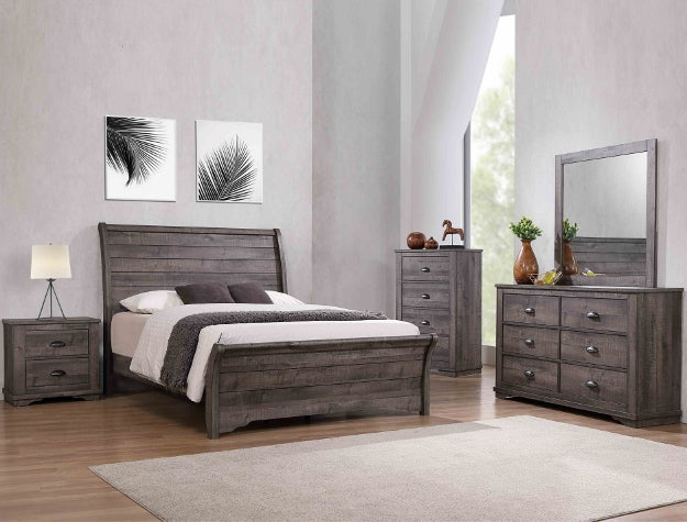 B8100 4 pc A & J homes studio paterno grey weathered finish wood queen bedroom set