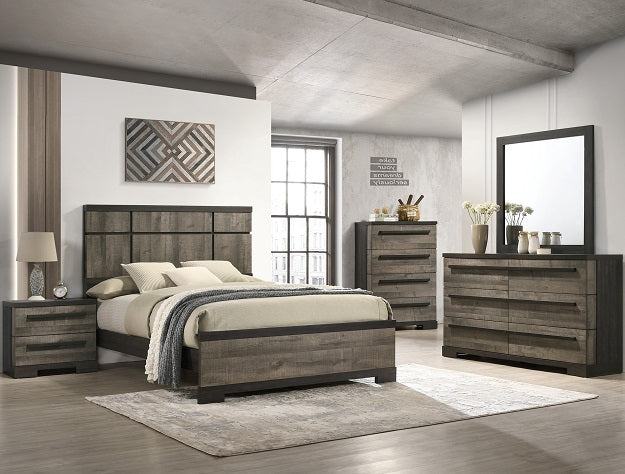 B8160-4PC 4 pc Remington two tone grey wood grain finish queen bedroom set