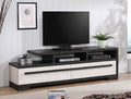 B8162-9 Remington two tone black and white finish wood 71" wide mid-century modern TV stand media center