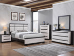 B8162-4PC 4 pc Remington two tone black and white wood grain finish queen bedroom set