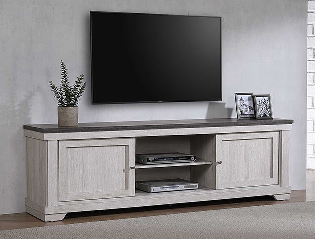 B8180-9 Leighton two tone washed wood finish wood 71" wide TV stand media center