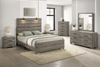 B820-4PC  4 pc Hazeltone rustic antique grey wood grain paneled finish wood queen bed set