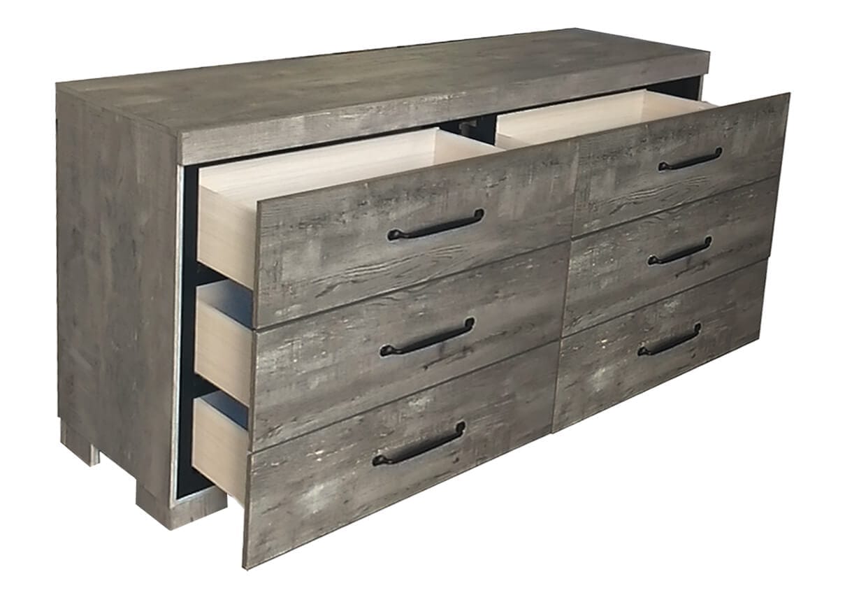 B820-4PC  4 pc Hazeltone rustic antique grey wood grain paneled finish wood queen bed set