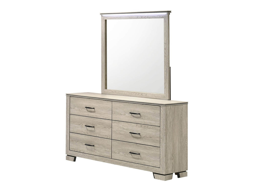 B830-4PC 4 pc Elijah rustic grey wood grain finish wood LED accent lighting queen bedroom set