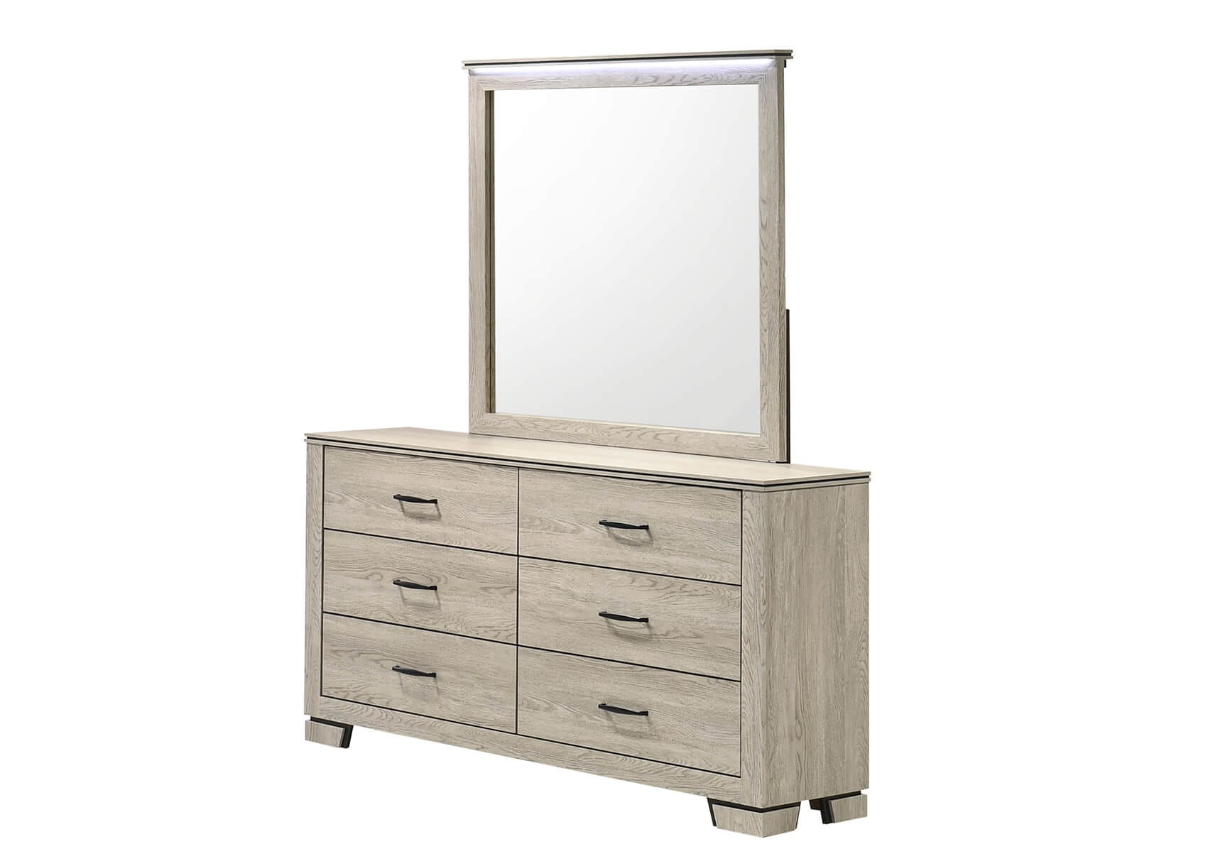 B830-4PC 4 pc Elijah rustic grey wood grain finish wood LED accent lighting queen bedroom set