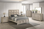 B840-4PC  4 pc Hampton bay grey weathered good grain paneled finish wood queen bed set