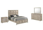 B840-4PC  4 pc Hampton bay grey weathered good grain paneled finish wood queen bed set