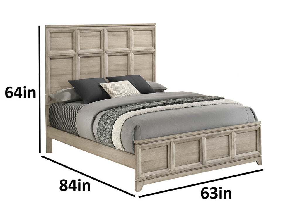 B840-4PC  4 pc Hampton bay grey weathered good grain paneled finish wood queen bed set