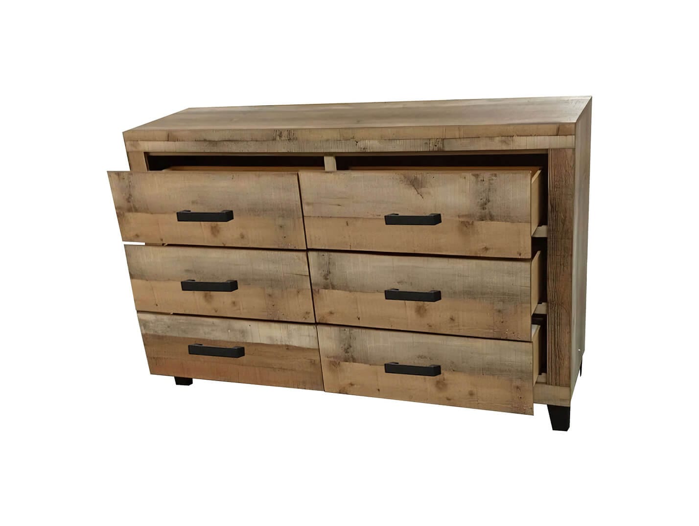 B850-4PC  4 pc Hampton weathered brown pine wood grain paneled finish wood queen bed set