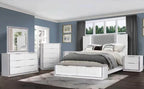 Best Quality Hayward White Finish Wood Modern Queen Bedroom Set with LED Lighting – B870-4PC