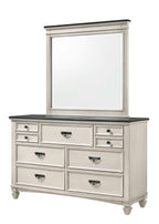 B9100 4 pc Sawyer rustic two tone antique white and brown weathered finish wood queen bedroom set