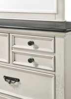 B9100 4 pc Sawyer rustic two tone antique white and brown weathered finish wood queen bedroom set