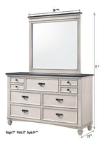 B9100 4 pc Sawyer rustic two tone antique white and brown weathered finish wood queen bedroom set