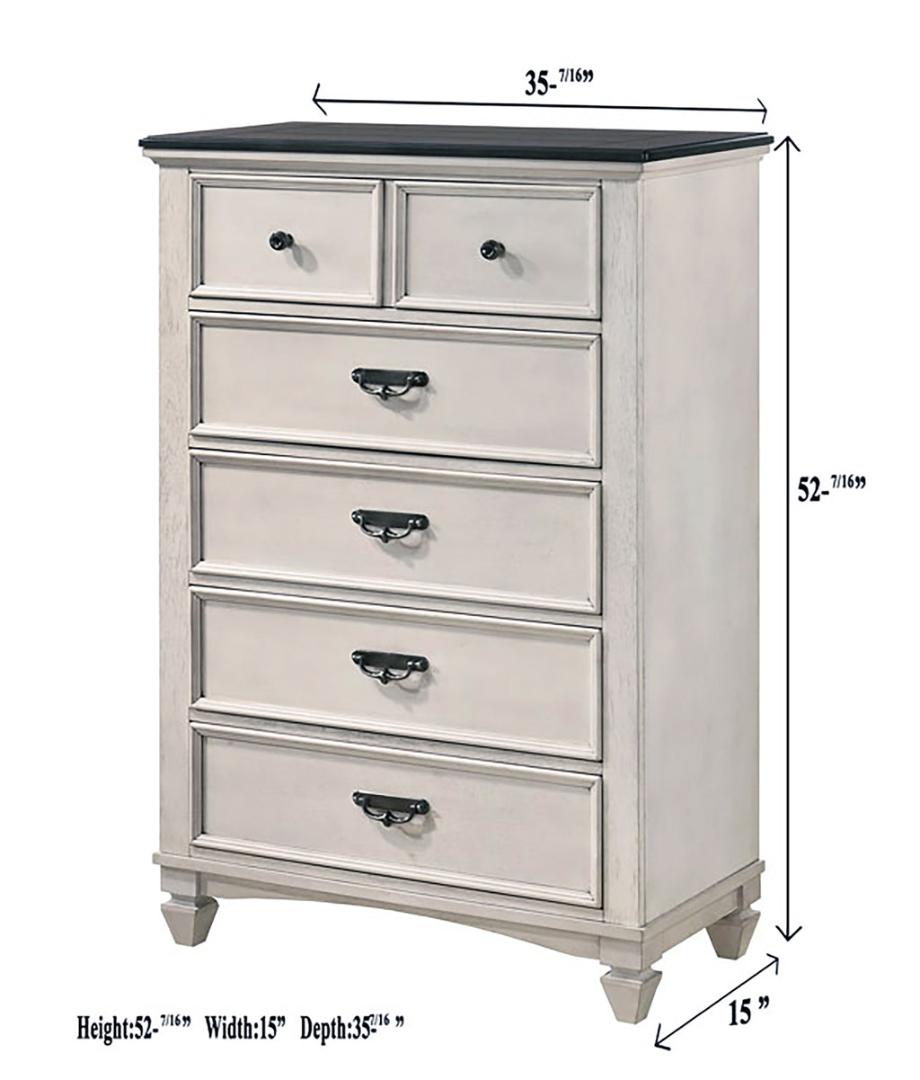 B9100 4 pc Sawyer rustic two tone antique white and brown weathered finish wood queen bedroom set