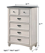 B9100 4 pc Sawyer rustic two tone antique white and brown weathered finish wood queen bedroom set