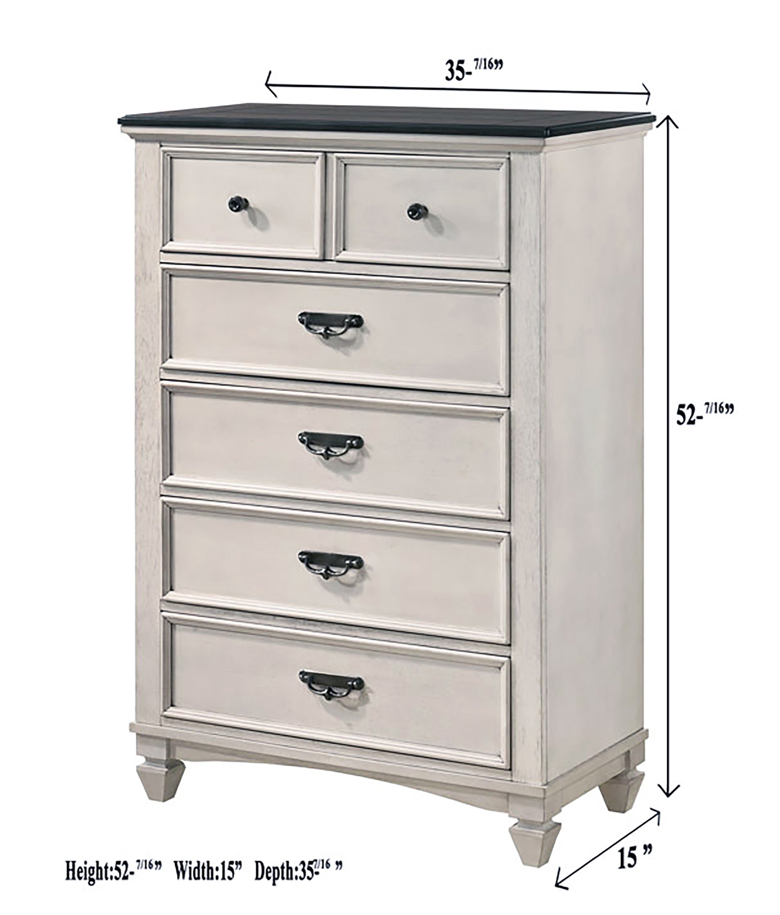 B9100 4 pc Sawyer rustic two tone antique white and brown weathered finish wood queen bedroom set