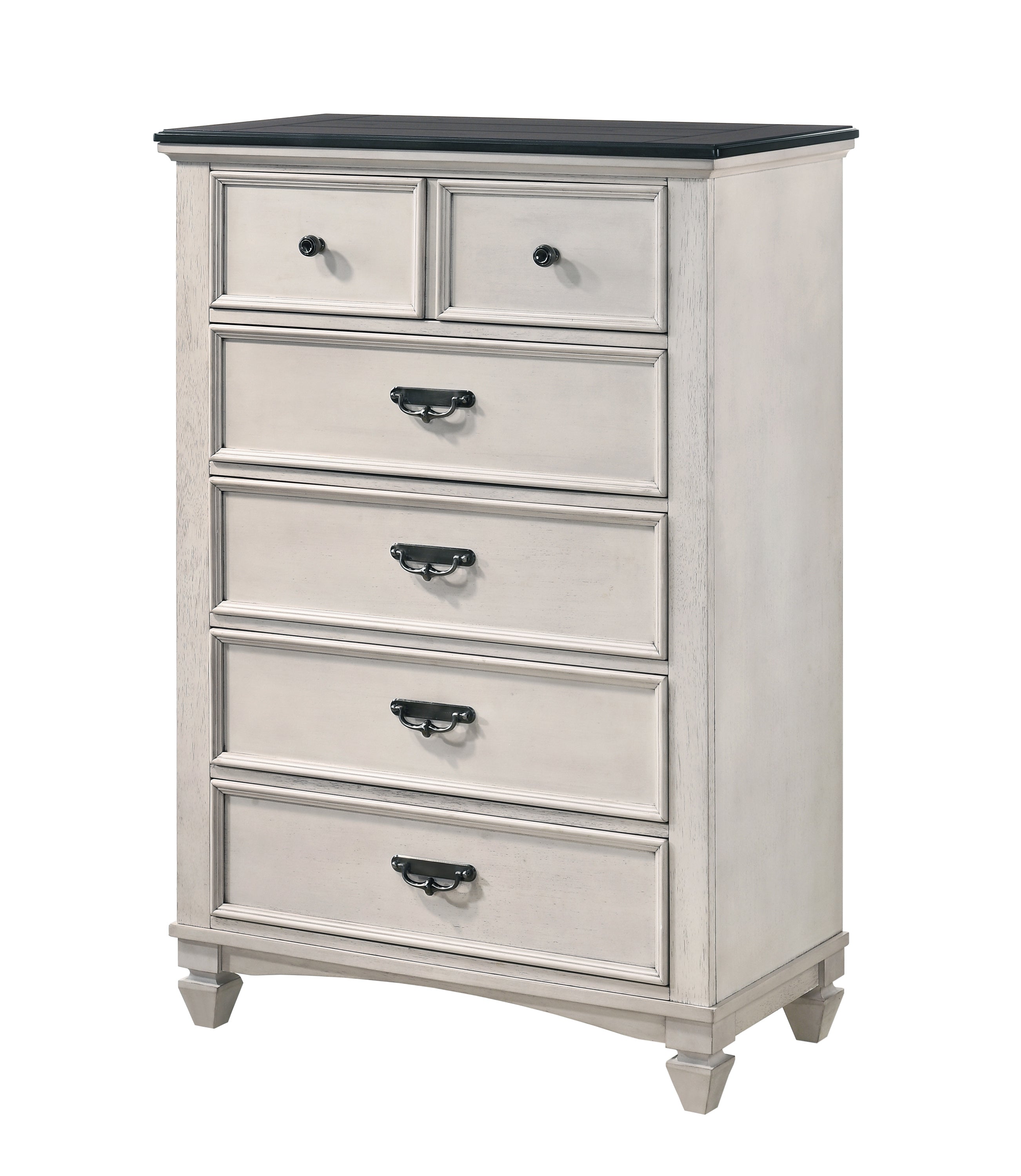 B9100 4 pc Sawyer rustic two tone antique white and brown weathered finish wood queen bedroom set