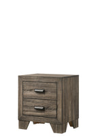 B9205 4 pc Millie natural gray wood grain finish panel look fabric padded queen bedroom set