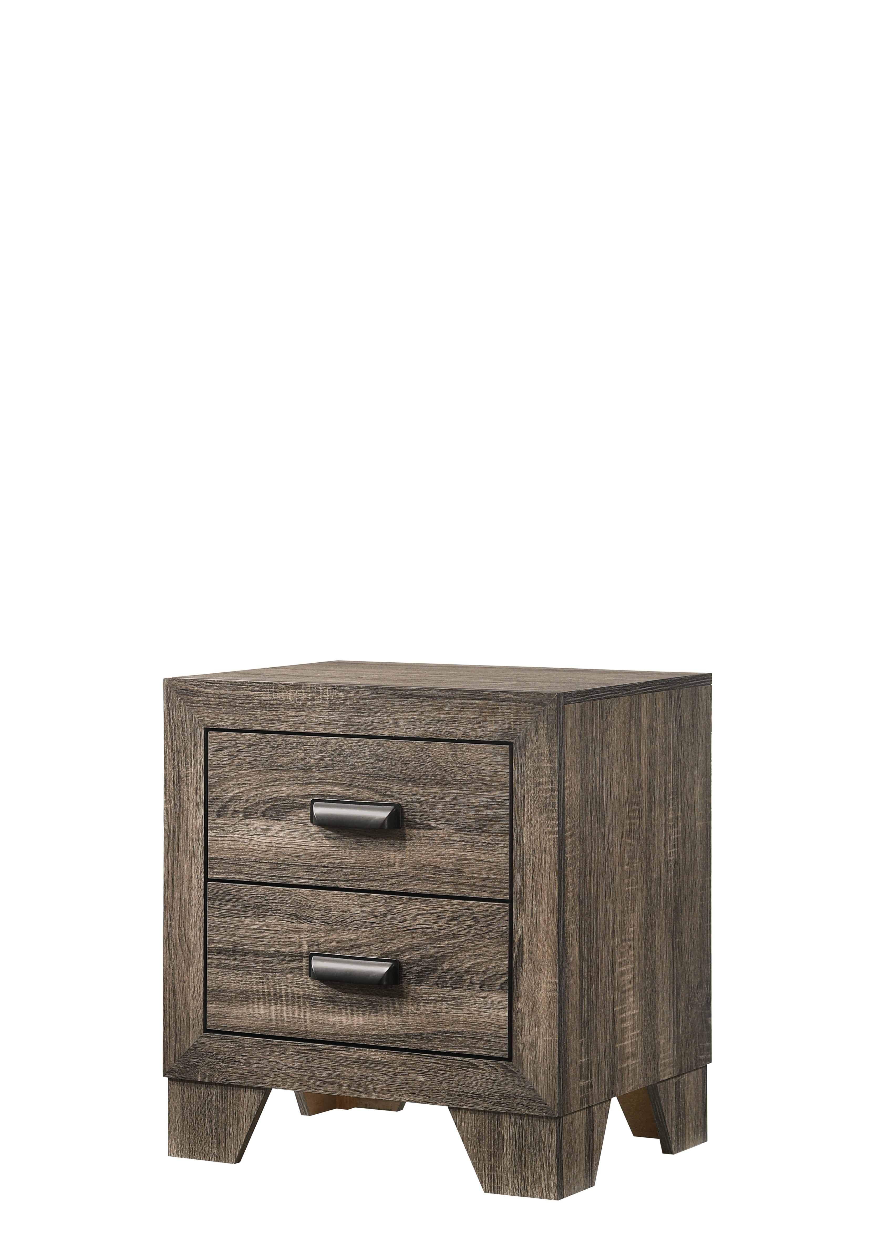 B9205 4 pc Millie natural gray wood grain finish panel look fabric padded queen bedroom set