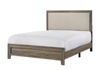 B9205 4 pc Millie natural gray wood grain finish panel look fabric padded queen bedroom set