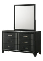 Charlie 4-Piece Charcoal Grey Wood & Silver Metal Accents Modern Queen Bedroom Set – B9235