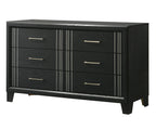 Charlie 4-Piece Charcoal Grey Wood & Silver Metal Accents Modern Queen Bedroom Set – B9235