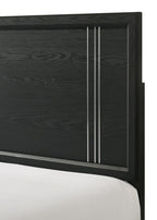 Charlie 4-Piece Charcoal Grey Wood & Silver Metal Accents Modern Queen Bedroom Set – B9235
