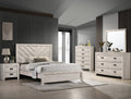 B9330 4 pc Valor two tone light finish wood chevron design paneled headboard queen bedroom set