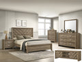 Valor 4-Piece Light Brown Wood Chevron Panel Headboard Queen Bedroom Set – B9332