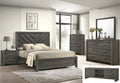 Valor 4-Piece Grey Wood Chevron Panel Headboard Queen Bedroom Set – B9335