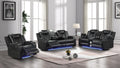 Benz Black Faux Leather 2-Piece Power Motion Sofa and Love Seat with Wireless Charging, LED & Bluetooth – Matrix