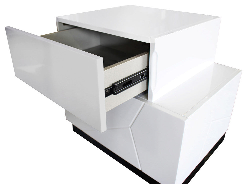 Best Master Berlin-NS Berlin latitude run lyset white line lacquer finish wood modern style nightstand