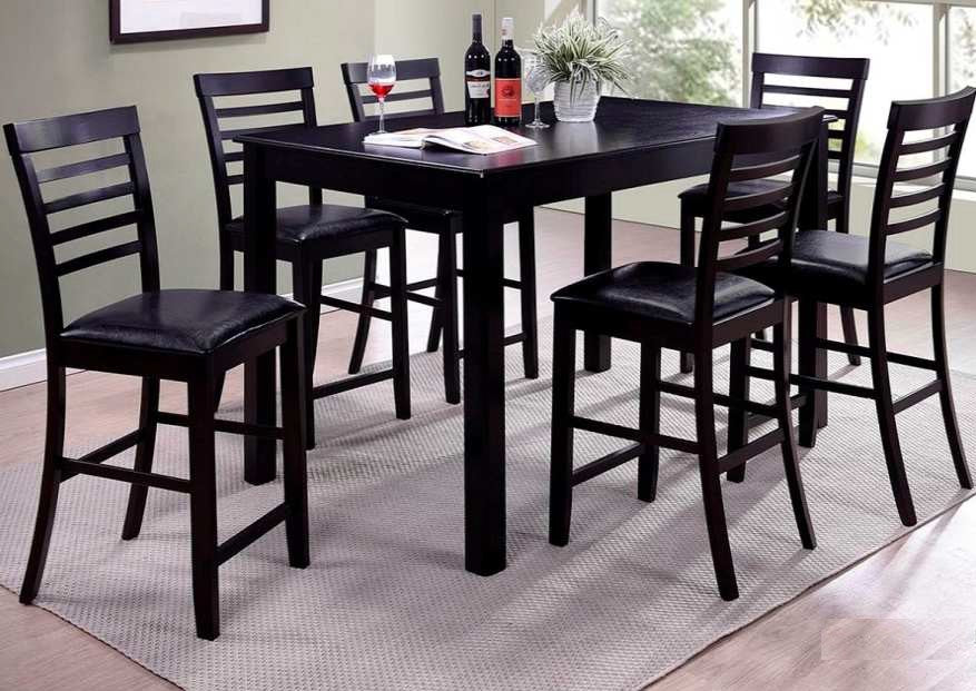 Brea-7PC 7 pc Brea espresso finish wood counter height dining table set