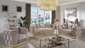 Cavalli Grey Fabric 2-Piece Sofa and Love Seat Set with Diamond Pattern Arms & Gold Trim – Matrix