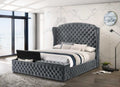 Casa Blanca Danbury Grey Fabric Upholstered Tufted Queen Storage Bed with Footboard Benches – CB3700-GY
