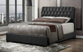 CB4000-BK Eliza black faux leather crystal button tufted headboard queen bed