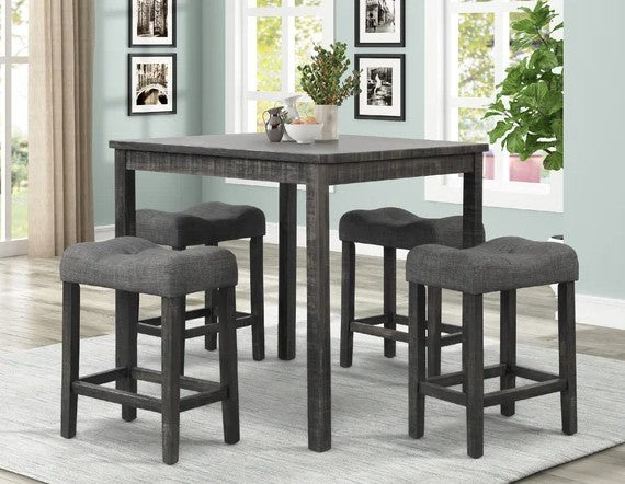 Best master CD038-5PC-GY 5 pc Gracie oaks erlich black charcoal finish wood counter height dining table set