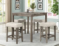 Best master CD038-5PC-OAK 5 pc Gracie oaks erlich antique oak finish wood counter height dining table set