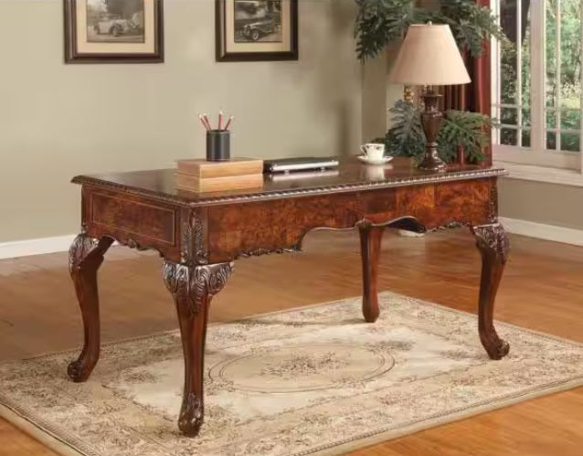 Best Master CD100 Princeton 60" ornate vintage look walnut finish wood executive desk keyboard drawer