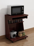 CD180-MHG  Mahogany finish wood Microwave kitchen cart cabinet with casters with pull out shelf