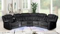 3 pc Challenger black faux leather power motion sectional sofa with LED , USB charging, cup holders Bluetooth speakers