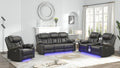 Challenger Grey Faux Leather 2-Piece Power Motion Sofa and Love Seat with USB, LED & Bluetooth – Matrix