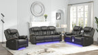 Challenger Grey Faux Leather 2-Piece Power Motion Sofa and Love Seat with USB, LED & Bluetooth – Matrix