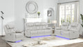 2 pc Challenger ice faux leather power motion sofa and love seat with USB charging, LEDS , cup holders bluetooth speakers