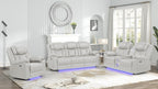 2 pc Challenger ice faux leather power motion sofa and love seat with USB charging, LEDS , cup holders bluetooth speakers