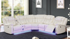 3 pc Challenger ice faux leather power motion sectional sofa with LED , USB charging, cup holders Bluetooth speakers