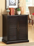 CM-AC213EX Della country style espresso finish wood louvered front cabinet door 5 shelf shoe cabinet