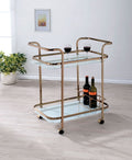 CM-AC235 Tiana champagne finish metal two level tea / bar cart tray with casters